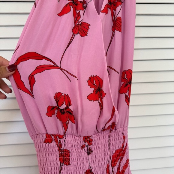 Parker Draped Mini Dress in Pink and Red Floral - Picture 4 of 7